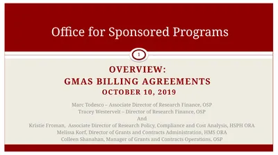 Overview: GMAS Billing agreements October 10, 2019