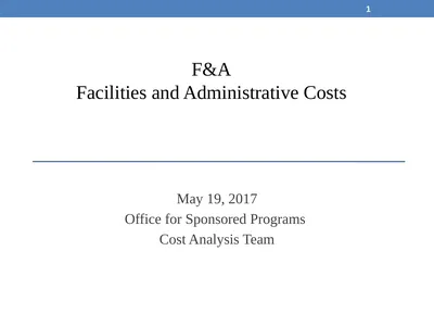 May 19, 2017 Office for Sponsored Programs Cost