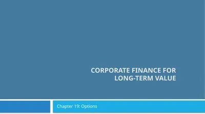 Corporate Finance for Long-Term Value Chapter 19: