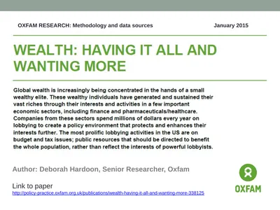 Author: Deborah Hardoon, Senior Researcher, Oxfam