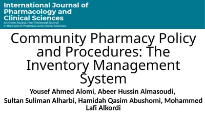 Community Pharmacy Policy and Procedures: The