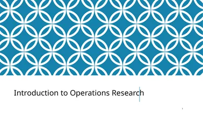 Introduction to Operations Research 1 Takes in to