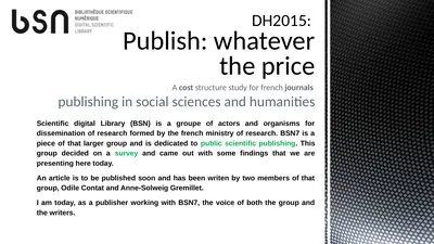 A cost structure study for french journals