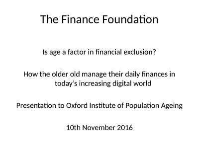 The Finance Foundation Is age a factor in