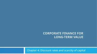 Corporate Finance for Long-Term Value Chapter 4: