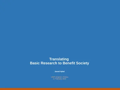 Translating Basic Research to Benefit Society