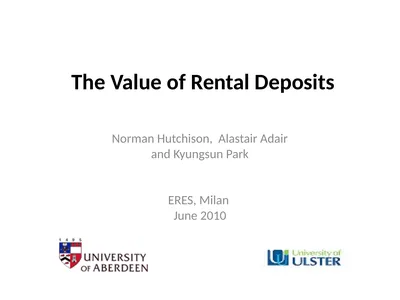 The Value of Rental Deposits Norman Hutchison,