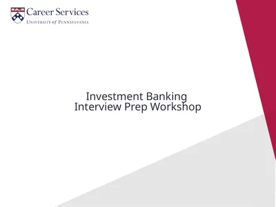 Investment Banking Interview Prep Workshop