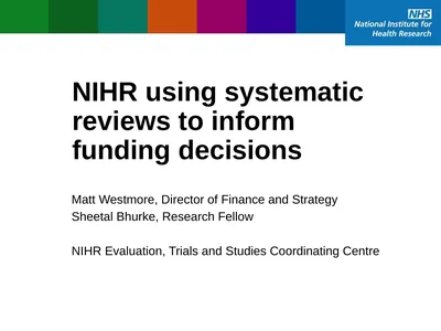 NIHR using systematic reviews to inform funding