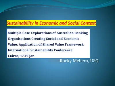 Sustainability in Economic and Social Context -