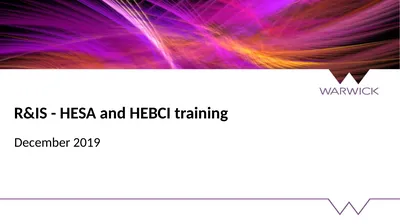 R&IS - HESA and HEBCI training December 2019 What