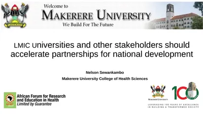 LMIC Universities and other stakeholders should