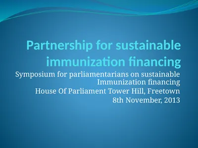 Partnership for sustainable immunization financing