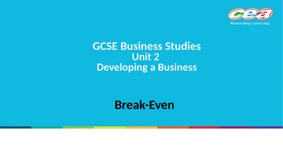 GCSE Business Studies Unit 2 Developing a Business