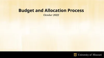 Budget and Allocation Process October 2022 GOALS