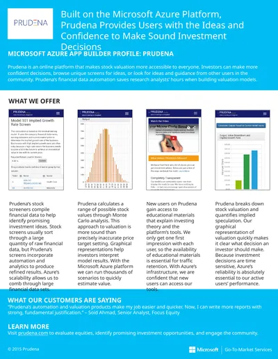 Built on the Microsoft Azure Platform, Prudena