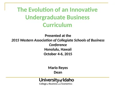 The Evolution of an Innovative Undergraduate