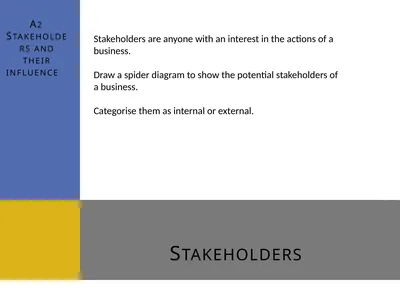 Stakeholders A2 Stakeholders and their influence