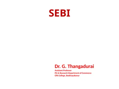 SEBI Dr. G. Thangadurai Assistant Professor PG &