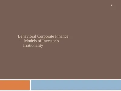Behavioral Corporate Finance － Models of