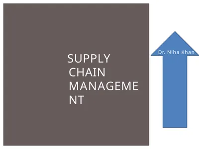 SUPPLY CHAIN MANAGEMENT Dr. Niha Khan ¡ “Supply