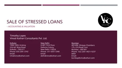 Sale of stressed loans – accounting & valuation