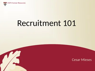Recruitment 101 Cesar Mieses Agenda Overview