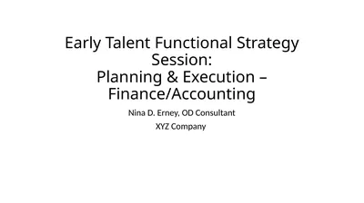Early Talent Functional Strategy Session: Planning