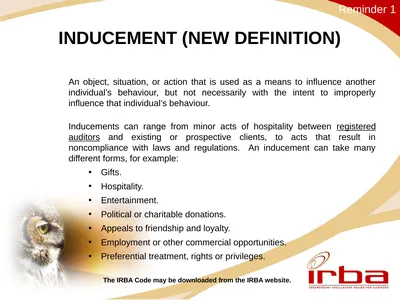 INDUCEMENT (NEW DEFINITION) An object, situation,
