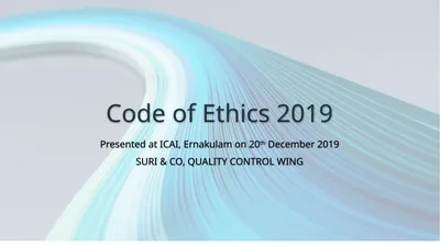 Code of Ethics 2019 Presented at ICAI, Ernakulam