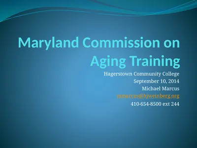 Maryland Commission on Aging Training Hagerstown