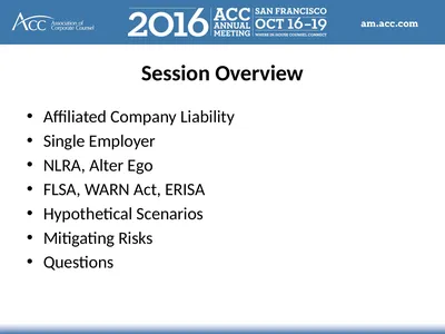 Session Overview Affiliated Company Liability