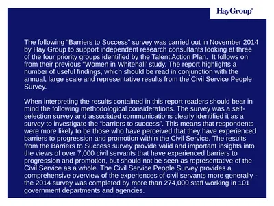 The following “Barriers to Success” survey was