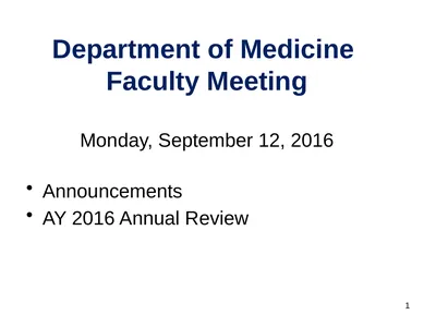 Department of Medicine Faculty Meeting Monday,