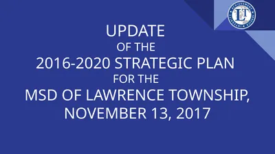 UPDATE OF THE 2016-2020 STRATEGIC PLAN FOR THE MSD