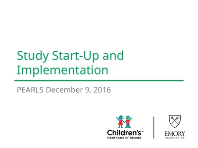 Study Start-Up and Implementation PEARLS December