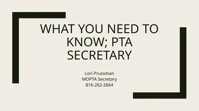 What you need to know; PTA secretary Lori Prussman