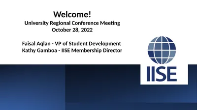 Welcome! University Regional Conference Meeting