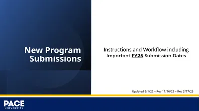 New Program Submissions Instructions and Workflow