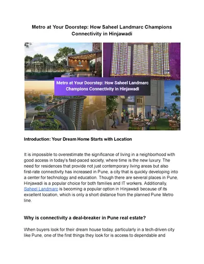 Saheel Landmarc Hinjewadi – 2 & 3 BHK Flexi Homes Near IT Hub