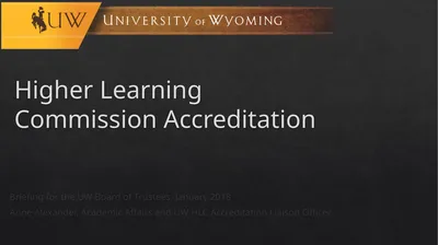 Higher Learning Commission Accreditation Briefing