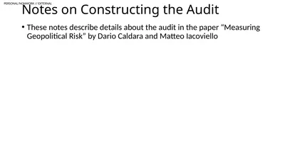 Notes on Constructing the Audit These notes