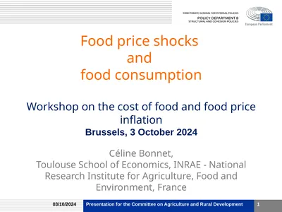 Food price shocks and food consumption Workshop on