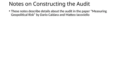 Notes on Constructing the Audit These notes