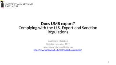 Does UMB export? Complying with the U.S. Export