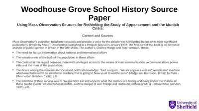 Woodhouse Grove School History Source Paper Using