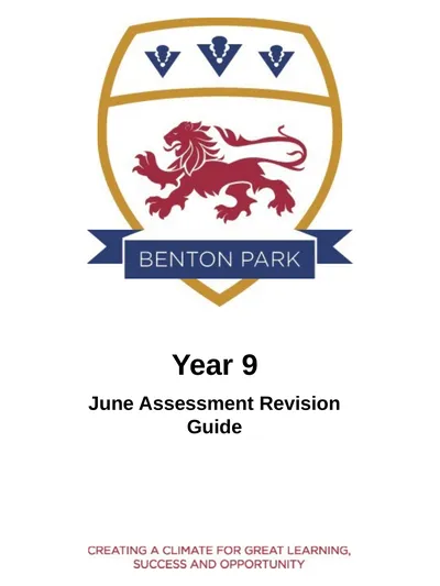 Year 9 June Assessment Revision Guide Revision