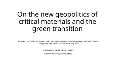 On the new geopolitics of critical materials and