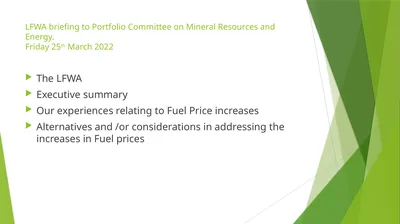 LFWA briefing to Portfolio Committee on Mineral
