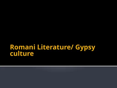 Romani Literature/ Gypsy culture people are